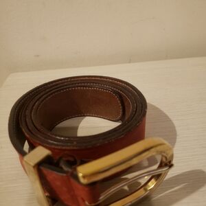 Gucci Orange Leather Belt with Gold Buckle